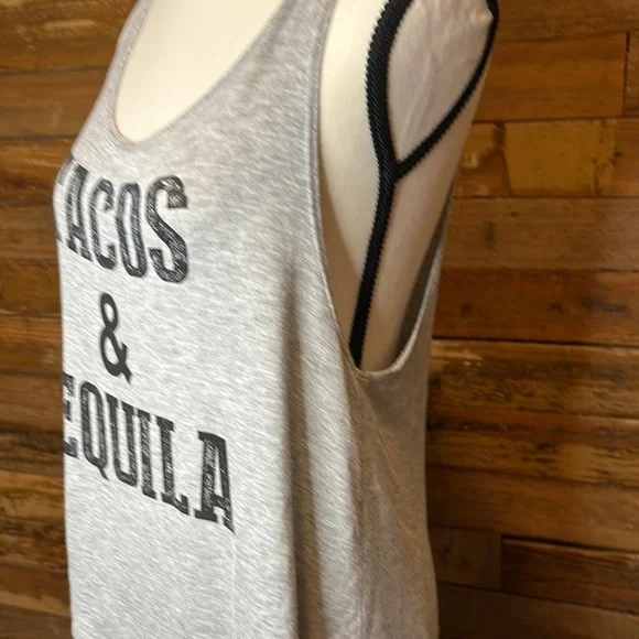Gray Tank Top with Tacos & Tequila Print - Picture 3 of 5
